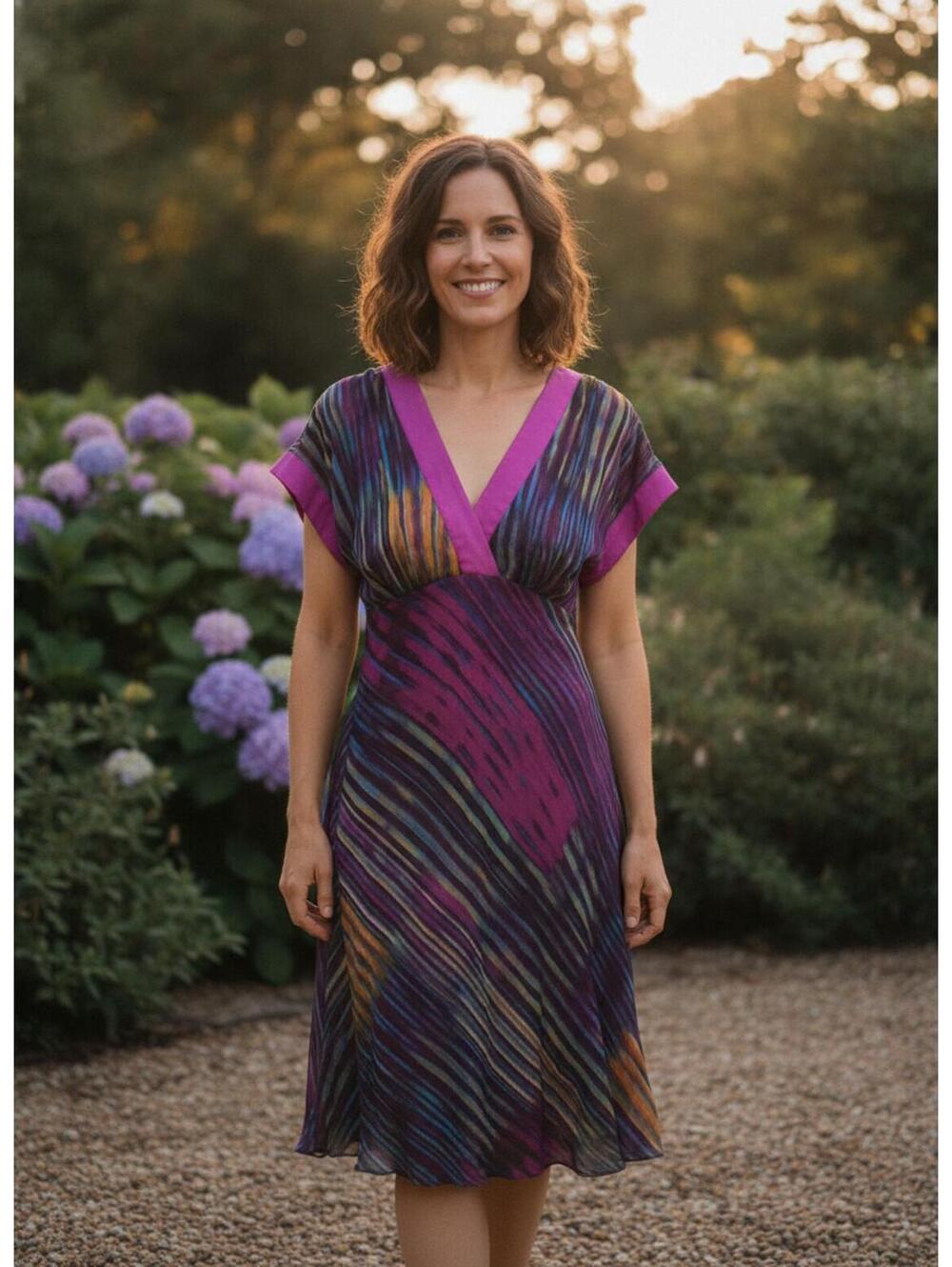 Catherine Malandrino Size 8 Multicolor Colorful Silk Dress